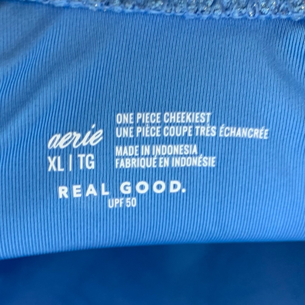 NEW Aerie Shimmery Crinkle Birthday Scoop Cheekiest One Piece Swimsuit, size XL - Picture 4 of 10